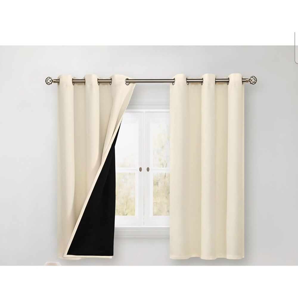 BGment Short 100% Blackout Curtains for 46"W x 54"L (Pack of 2), Cream